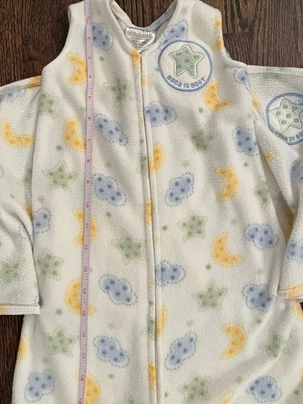 HALO SleepSack Fleece Swaddle Cream Stars Moons Clouds Newborn 0-3M
